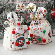 1pc Christmas Eve Apple Gift Bag, Gift Bag,Handheld Candy Gift Bag,Drawstring Gift Bag,Snack Bag - Multicolor - View 5