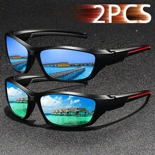 WSZ 2PCS Fashionable Retro Sports Rectangle Neutral Oversized Glasses, Perfect For Outdoor Activities Such As Ddriving, Cycling, And Traveling Eyewear - 2PCSF33-5 - View 7