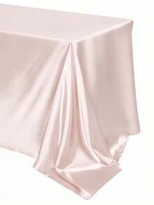 1pc Light Champagne Silk Tablecloth, Wedding Tablecloth, Wedding Supplies, Wedding Decor, Wedding Table Runner, Wedding Table Cover, Banquet Tablecloth, Rectangular Tablecloth, Birthday Tablecloth, Birthday Party Supplies, Bridal Shower, Country Wedding Decor, Wedding Gift, Wedding Room Decor, Home Wedding Decor - Asakabeshi Color - View 3