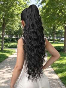 HEYPINK Claw-Shaped Ponytail Hair Extension, Black, 26 Inch Long, Water Wave, Heat-Resistant Synthetic Fiber Wig, Suitable For Women, Girls, Party And Daily Use., Halloween - Natural Black - View 6