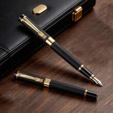 A High-End Matte Black Fountain Pen / High-Quality Metal Calligraphy Pen / Smooth Ink Flow / Suitable For Students, Offices And Business Gifts / Elegant Pen For Students' Calligraphy Practice - Fountain Pen - View 4
