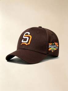 1pc Unisex SD Letter Embroidered Baseball Cap, Print Side Brim Hat, Adjustable Sun Protection Sports Cap, Street Casual Outdoor Travel Dad Hat - Multicolor - View 5