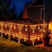 1-Pack USB Snowflake Pendant Triangular Mesh Lights – 8 Modes, Decorative Ambient Lighting For Christmas & New Year Parties; Suitable For Eaves, Railings, And Camping – LED String Lights Perfect For Christmas, Thanksgiving, And Winter Ambiance - Snowflake Triangle Mesh Eave Light - View 7