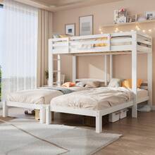 Bunk Bed Triple Sleeper With Side, 3FT, White (90x190cm) (Mattress Not Included) - 1 - View 3