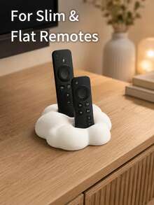 1pc/2pcs Cloud-Shaped 2-Slot Remote Control Holder For Slim & Flat-Back Remotes, Black Or White Desktop TV Remote Organizer Stand For Living Room, Bedroom & Media Console, Please Check Slot Size Before Purchase - Cloud Style - View 1