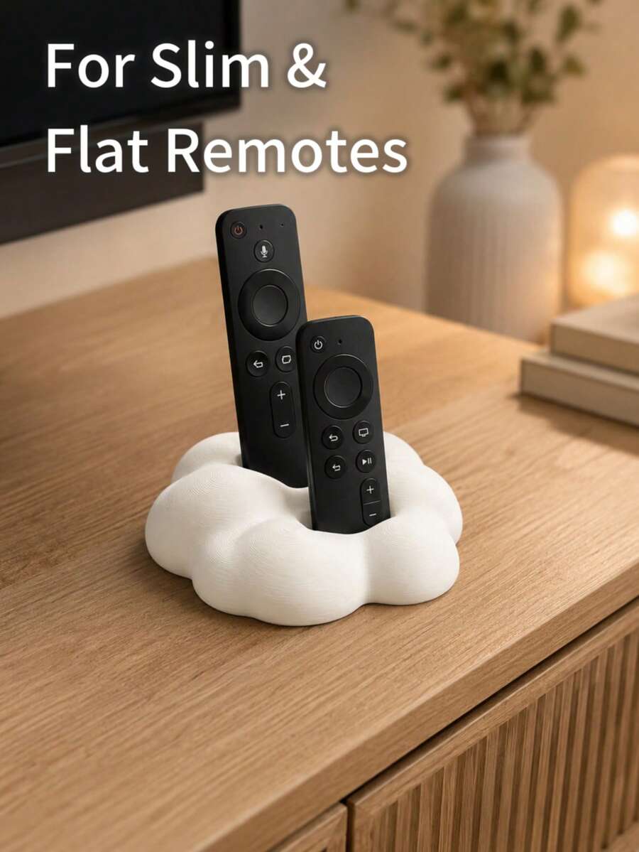 1pc/2pcs Cloud-Shaped 2-Slot Remote Control Holder For Slim & Flat-Back Remotes, Black Or White Desktop TV Remote Organizer Stand For Living Room, Bedroom & Media Console, Please Check Slot Size Before Purchase - Cloud Style - View 1