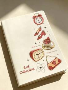 1PC Vintage Red Tone Lifestyle Object Sticker, Alarm Clock, High Heels ...