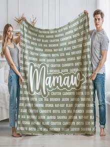 1pc Customizable Name Blanket, Personalized Name Flannel Throw, Super Soft Warm Polyester Fleece Blanket, Personalized Gift For Grandparents, Customized Birthday Gift For Family, Lovers, Friends, Personalized Commemorative Gift, Memory Collection, Perfect For Bedroom And Living Room Use - Multicolor - View 3