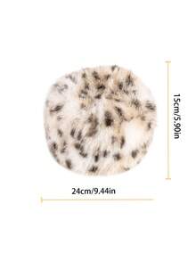 Fuzzy Leopard Print Bucket Hat, Face-Slimming Faux Fur Bucket Hat, Versatile Winter Fashion Warm Earflap Hat - A - View 7