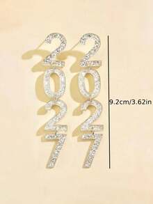 1 Pair Women's 2027 Number Long Earrings, New Year Earrings - Multicolor - View 2
