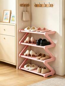 Z-Shaped Plastic Floor Shoe Rack, Multi-Functional Large Capacity Storage Organizer, Easy Assembly, Space-Saving Storage Rack For Home And Dorm, Suitable For Living Room And Bedroom - Multicolor - View 7