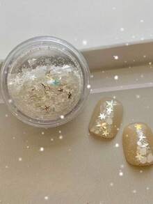 1 Box Christmas Winter Fall Nails New White Gold Star Mixed Nail Glitter Holographic Sequins DIY Nail Decoration - Multicolor - View 2