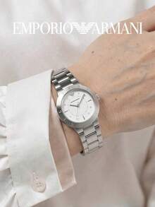 Armani Classic Women's Watch AR11250, Silver Round Case With Brand Engraved Bezel, White Dial, Fashion Quartz Watch, Suitable For Office And Formal Occasions - Silver - View 4