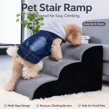 New Pet Home Stairs Multi-Layer Steps Small Dog Ramp Cat Ladder Up And Down Bed Small Stairs Removable Washable Cover 3D Large Particle Fleece Fabric Prevent Slipping Comfortable Wear-Resistant Can Solve Pet Up And Down Issues Reduce Pet Climbing Leg Burden Sloped Design Zipper Removable Washable Cover Anti-Slip Design Bottom More Stable - Grey - View 9