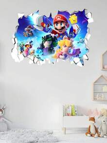 MASSDI Classic Video Game Themed Cracked Hole Wall Art Sticker, Lifelike Through Wall Visual Effect, Waterproof Self-Adhesive Decal, Simple Installation, Great For Game Corner Refresh, Living Room Accent Wall And Event Background Decor - Wall Sticker - View 17