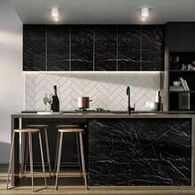 Black Marble Sticker For Countertop, Waterproof Glossy Marble Wallpaper, Self-Adhesive Removable Marble Vinyl Roll For Cabinet, Desktop, Shelf Liner - King Kong Black - View 3