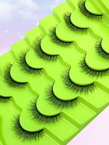 ENCHUW 7 Pairs Of Full Strip False Eyelashes Fluffy Natural Looking Lightweight & Soft For Daily Wear Strip Lashes,Fake Lashes - Black - View 5