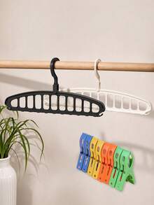 11-Hole Space-Saving Clothes Hanger, Multi-Functional Foldable Rotating Hanger With 360° Swivel Hook, Anti-Slip Plastic Clothing Storage Rack, Suitable For Shirts, Pants And Dresses, Ideal For Home, Bedroom, Apartment And Dorm Storage - Multicolor - View 13