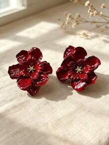 1 Pair Women's Fashion 3D Floral Spray Painted Stud Earrings - Fashionable 3D Flower Stud Earrings - View 14