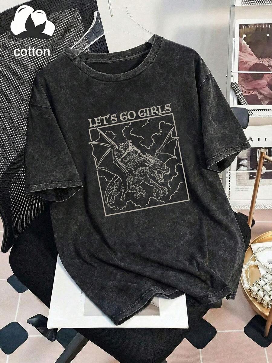 大尺碼女款休閒綠色眼珠珍珠豹紋圓領短袖T恤上衣,適合春夏秋季,夏季度假穿搭 - 黑色 - 查看 1