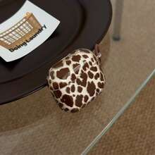 Deep Coffee Transparent Leopard Print + Coffee Color Hanging Ring Earphone Case Compatible With Apple 5/ 4 Cute Earphone Cover Apple 2nd Gen 3rd Gen New Protective Case Pendant Pro 3 Korean Style Earphone Case Pro 2 Girls Earphone Case Protective Cover - Coffee Brown - View 2