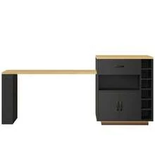 Extendable Kitchen Island With Dining Table, Multifunctional Storage Cabinet With Drawers,, Wine Rack, Kitchen & Dining Room - Black + MDF - View 10