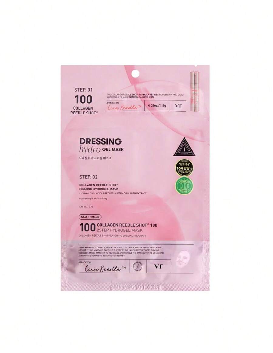 VT Cosmetics VT Collagen Reedle Shot 100 2Step Mask 4 Pzas,Mascarilla Facial de Colágeno en 2 Pasos, Hidratante y Reafirmante - 2Step Mask - Ver 1