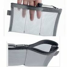 3-Slot Mesh Storage Bag, Layered Mesh Pouch With Zipper For Earphones, Lipstick, Charger, ID Card, Bank Card - Multicolor - View 4