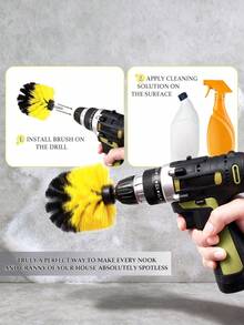 3pcs Drill Brush Cleaning Set, Multi-Surface Applicable, Nylon 2/3.5/4 Inch Brush Heads, 1/4 Inch Hex Shaft; Suitable For Bathroom Tiles, Car Rims, Garage Floors, Grout, Carpets, Mats And Pool Steps - Multiple Styles - View 2