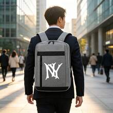 1pc 10*29*40cm Backpack With White "N Y" Letter Print, Business Backpack, Multi-Color Options, Girls Backpack, Suitable For Campus, Short Trips, Student Campus, Daily Commute And Work, Large Capacity Compartment Can Store Laptop And Various Learning Supplies, All Season Use - Backpack - View 5