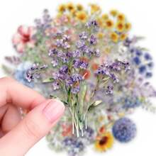 50pcs Watercolor Vintage Floral Children's PET Stickers, Suitable For Laptop, Water Bottle, Luggage, Helmet, Notebook, DIY Creative Toys - Multicolor - View 8