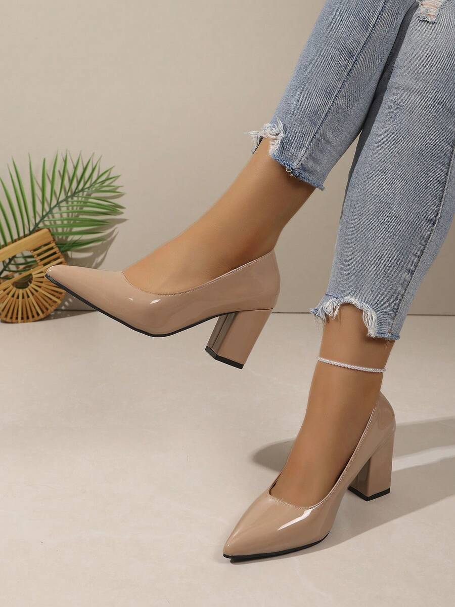 Women's Pointed Toe Daily Versatile Fashion High Heels - Apricot - View 1