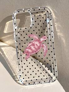 1pc Minimalist Ins Style Polka Dot Ocean Element Turtle Pattern Anti-Slip Transparent Air Cushion Soft Phone Case Compatible With Iphone 11/12/13/14/15/16/17/18 Pro Max - Multicolor - View 1