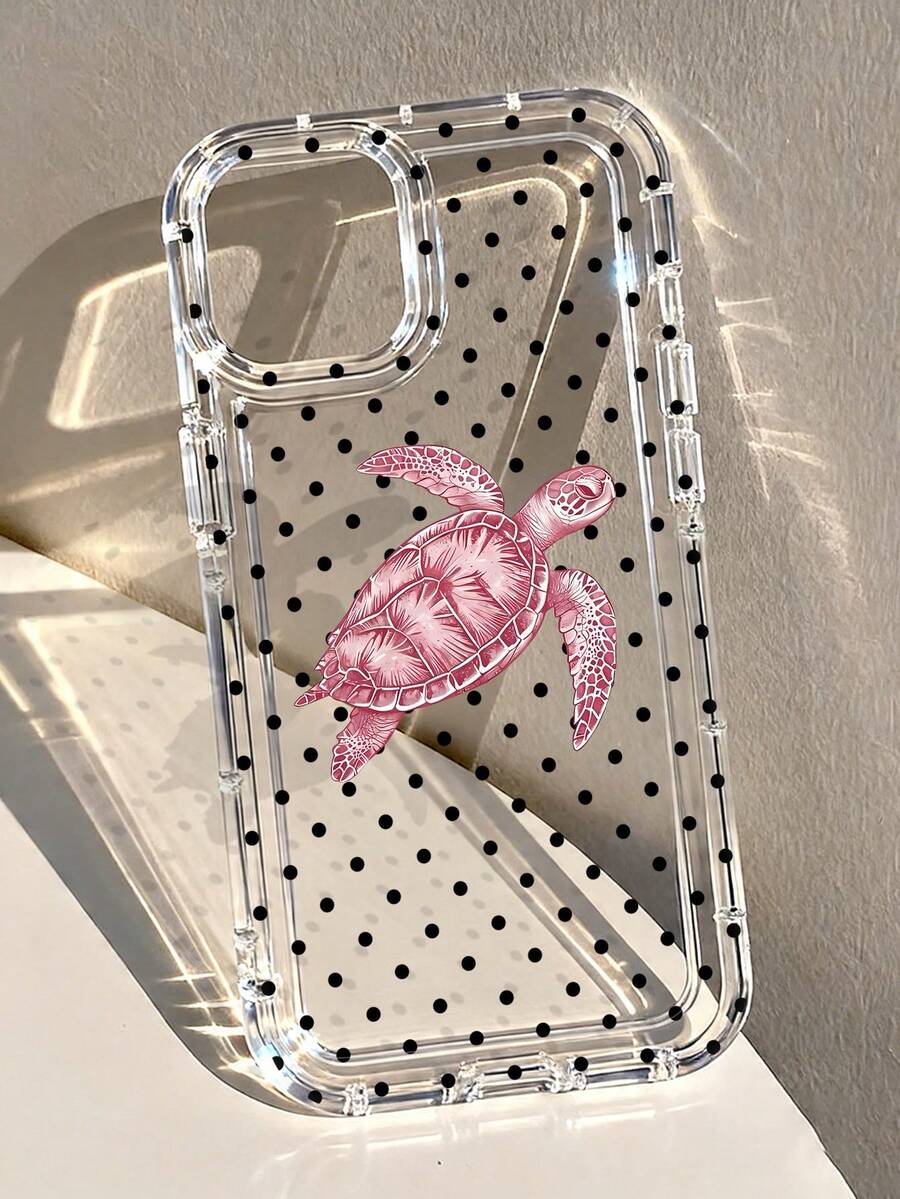 1pc Minimalist Ins Style Polka Dot Ocean Element Turtle Pattern Anti-Slip Transparent Air Cushion Soft Phone Case Compatible With Iphone 11/12/13/14/15/16/17/18 Pro Max - Multicolor - View 1