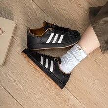 Adidas Originals Superstar 2 Retro Comfortable Classic Non-Slip Durable Shell Toe Rounded Toe Support Low-Top Sneakers Unisex - Black - View 6
