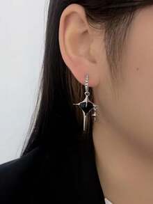 1 Pasang Anting Minimalis Bertatahkan Hati dari Logam untuk Wanita, Cocok untuk Hadiah, Perjalanan Sehari-hari, Acara Kumpul-kumpul, Pesta - Perak - View 3