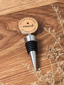 1/2/3pcs Personalized Wine Bottle Stoppers, Customized Engagement Wine Bottle Stoppers, Engraved Wedding Bottle Stoppers, Anniversary Gifts, Engagement Gifts, Wedding Gifts - Multicolor - View 3