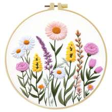 Embroidery Kit 15x15cm/5.9in Or 20x20cm/7.9in DIY Set With Flowerbed Pattern. For Adult Beginners. Includes Fabric, Instructions, Hoop, Needles & Threads. Great Gift For Friends/Family. Home Or Office Art Decor. - Flowerbed - View 16