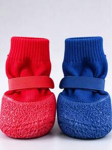 4pcs Waterproof Dog Shoes, Anti-Slip Paw Protection Boots, Soft Sole, Washable And Reusable, Suitable For Small Dogs And Puppies, Rainy, Snowy And Hot Surfaces - Multicolor - View 9