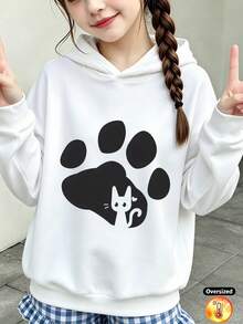 Girls' Hooded Sweatshirts, Fall/Winter Cotton Tops, Knitwear, Girls' Sweatshirts - White - View 2