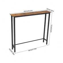 LIVINGANDHOME 1/2 Tiers Wood-Grain Narrow Console Table,Slim Table,Home Storage Shelf Rack Organizer,Space Saving Storage Shelf For Entryway/Hallway/Living Room/Kitchen/Bathroom - Brown + Black - View 6