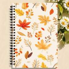 1pc Autumn Leaves Pattern A5 Spiral Notebook ,Coil Book Fall Foliage Style Suitable For School Office Home Study Use Is Christmas Halloween Festival Gift - One Book (50 Pages, 100 Pages) - View 3