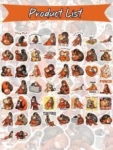 50pcs Punch Monkey Stickers, Funny Monkey Vinyl Stickers, Suitable For Water Bottles, Laptops, Phone Cases, Skateboards, Luggage, Notebooks, Phones - Multicolor - View 2