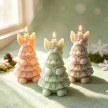 1pc Christmas Star Rabbit Silicone Mold DIY Handmade Candle Aromatherapy Plaster Ornament Silicone Mold - White - View 5