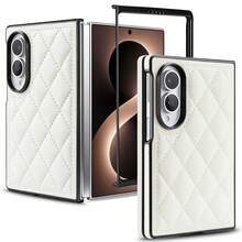 適用於 Galaxy Z Fold 8 Ultra 8 7 6 5 4 3 / DUO / Oppo Find N2 N3 Flip V / Vivo X Flip X Fold 2 / P50 Pocket Mate X3 X5 Pura X Max / MIX Flip 可折疊手機保護殼，強磁吸無線充電、防震防刮防摔、時尚 PU 皮革保護套 - 白色 - 查看 15