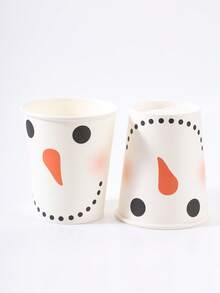 10/20/30pcs Christmas Paper Tableware Set, 7 Inch And 9 Inch Plates, Cups, Napkins, Straws, Snowman Face Red Green Scarf Holly Wreath Merry Christmas Design, Suitable For Christmas Party, Holiday Dinner, Winter Celebration And Holiday Tableware - Multi-color 2 - View 4