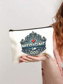 Medicine Bag Is Printed With The Word "Medicine Bag" - Compact Pill Storage Bag And First Aid Kit, Portable Medicine Storage Solution, Suitable For Travel And Outdoor Activities - Multicolor - View 3