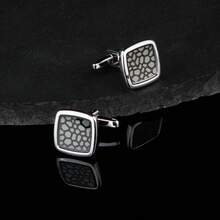 Bộ 4 cặp/8 chiếc khuy măng sét nam màu bạc hình học trong hộp quà, khuy măng sét cổ điển cho áo sơ mi kiểu Pháp, phụ kiện vest, quà tặng Ngày của Cha - Nhiều màu - Xem 5