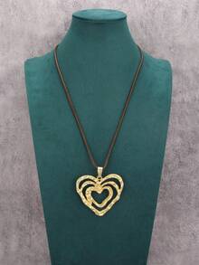 1pc Sunburst Round Alloy Long Necklace For Women, Daily Wear, Gift For Couples, Girlfriend, Mother - Wax Rope - View 9