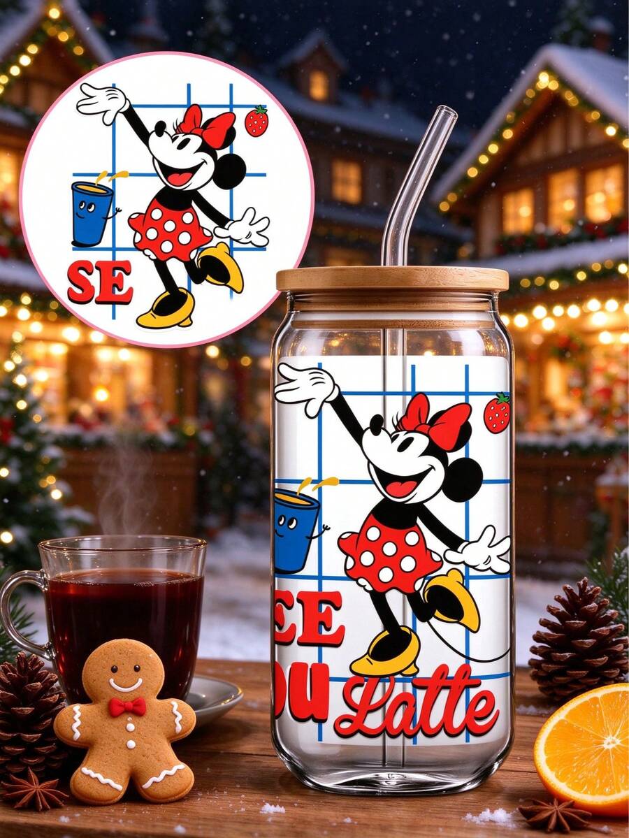 1pc Disney Mickey UV DTF Cup Sticker (Cup Not Included), Cute Red Bow ...